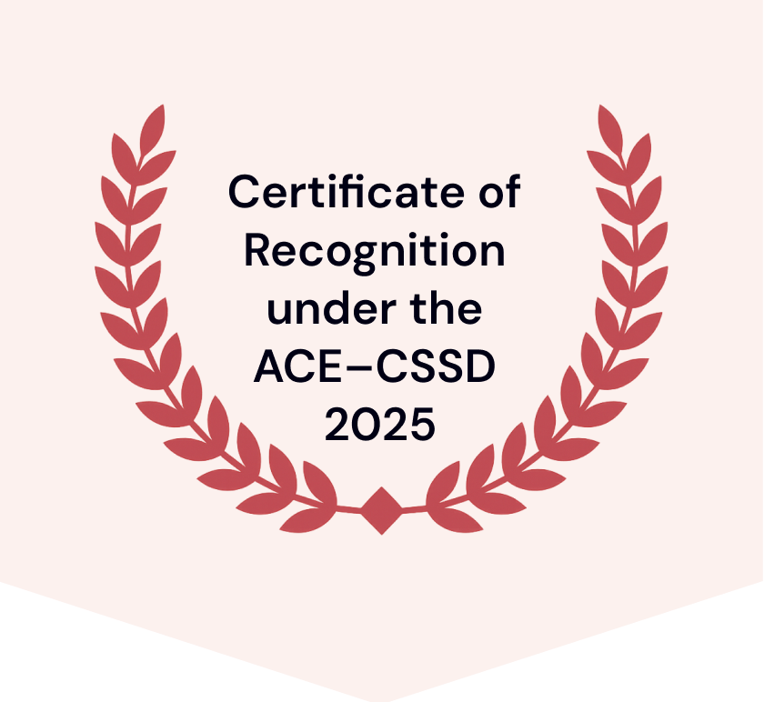 Certificate of Recognition under the ACE–CSSD 2025
